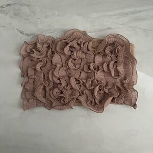 Shein tan 3D ruffled floral tube top